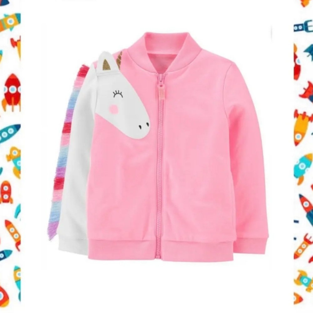 Carter's | Baby Girl Neon Unicorn Zip-Up French Terry Jacket 24m - Picture 1 of 5
